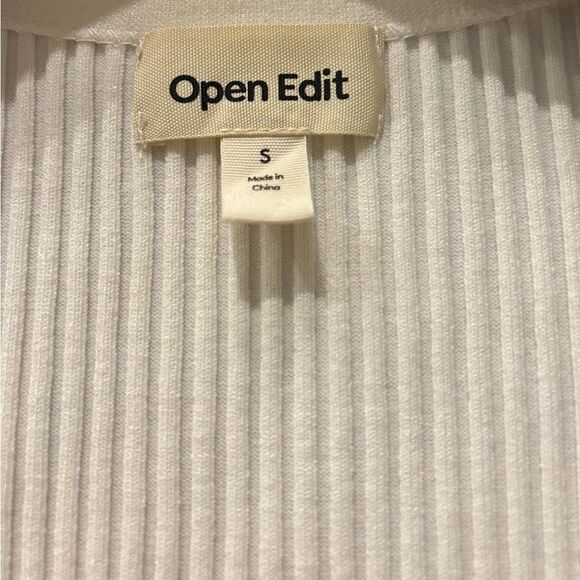 Open Edit Nordstrom White Ribbed Long Sleeve Zip Front Sweater Mini Dress Small - Picture 2 of 5